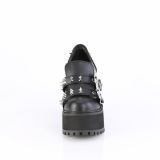 Vegan 12 cm ASSAULT-38 damen loafer mit stollensohle und plateau in schwarz