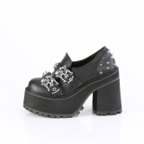 Vegan 12 cm ASSAULT-38 damen loafer mit stollensohle und plateau in schwarz