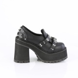 Vegan 12 cm ASSAULT-38 damen loafer mit stollensohle und plateau in schwarz