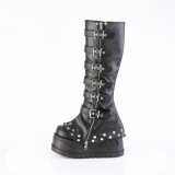 Vegan 12 cm STOMP-223 cyberpunk plateau wedges stiefel mit schnallen