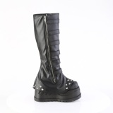 Vegan 12 cm STOMP-223 cyberpunk plateau wedges stiefel mit schnallen