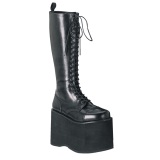 Vegan 14,5 cm MEGA-602 cyberpunk kniehohe plateaustiefel herren schwarz