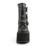 Vegan 14 cm SWING-103 damen plateauboots mit schnallen schwarz