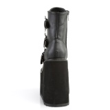 Vegan 14 cm SWING-103 damen plateauboots mit schnallen schwarz