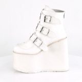 Vegan 14 cm SWING-105 damen plateauboots mit schnallen weiss