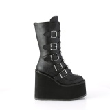 Vegan 14 cm SWING-230 emo calf-high women boots platform with buckles black