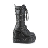 Vegan 14 cm SWING-327 kniehohe plateaustiefel damen mit schnürung