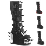 Vegan 14 cm TRANS kniehohe plateaustiefel damen mit schnallen