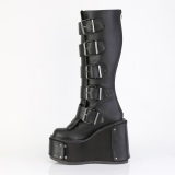 Vegan 14 cm TRANS kniehohe plateaustiefel damen mit schnallen