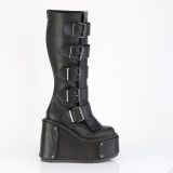 Vegan 14 cm TRANS kniehohe plateaustiefel damen mit schnallen