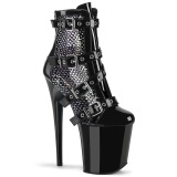 Vegan 20 cm FLAMINGO exotic platform stiefel mit schnalle schwarz