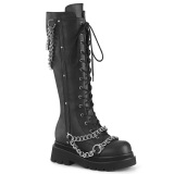 Vegan 6 cm REN-215 gothic kniehohe schnürstiefel damen mit ketten