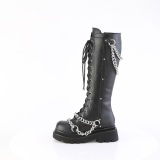 Vegan 6 cm REN-215 gothic kniehohe schnürstiefel damen mit ketten