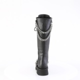 Vegan 6 cm REN-215 gothic kniehohe schnürstiefel damen mit ketten