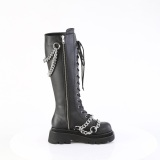 Vegan 6 cm REN-215 gothic kniehohe schnürstiefel damen mit ketten