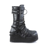 Vegan 8,5 cm TRASH platform halbhohe stiefel herren mit schnallen schwarz