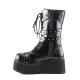 Vegan 8,5 cm TRASH205 platform stiefel herren mit schnallen schwarz