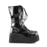 Vegan 8,5 cm TRASH205 platform stiefel herren mit schnallen schwarz