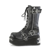 Vegan 8,5 cm TRASH250 mens boots platform with buckles black