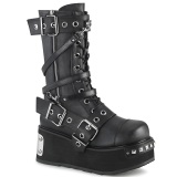 Vegan 8,5 cm TRASH250 platform stiefel herren mit schnallen schwarz