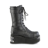 Vegan 8,5 cm TRASH250 platform stiefel herren mit schnallen schwarz