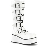 Vegan 8,5 cm TRASH518 cyberpunk knee high mens boots platform white