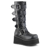 Vegan 8,5 cm TTRASH518 cyberpunk kniehohe plateaustiefel herren schwarz