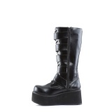 Vegan 8,5 cm TTRASH518 cyberpunk kniehohe plateaustiefel herren schwarz