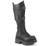 Vegan 8,5 cm WRATH-205 kniehohe plateaustiefel damen mit schnürung