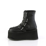 Vegan 9 cm DAMNED-105 damen plateauboots mit schnallen schwarz