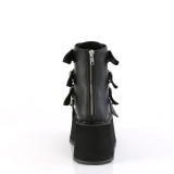 Vegan 9 cm DAMNED-105 damen plateauboots mit schnallen schwarz