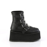 Vegan 9 cm DAMNED-105 damen plateauboots mit schnallen schwarz