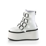 Vegan 9 cm DAMNED-105 damen plateauboots mit schnallen weiss