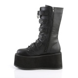 Vegan 9 cm DAMNED-225 platform halbhohe stiefel damen mit schnallen schwarz