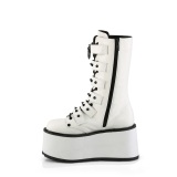 Vegan 9 cm DAMNED-225 platform halbhohe stiefel damen mit schnallen weiss