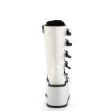 Vegan 9 cm DAMNED-225 platform halbhohe stiefel damen mit schnallen weiss