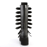 Vegan 9 cm DAMNED-318 emo knee high women boots platform with buckles black