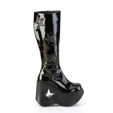 Vegan black 13 cm DYNAMITE-218 emo punk platform wedges boots