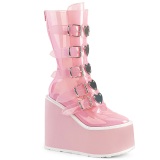 Vinyl 14 cm SWING-C platform halbhohe stiefel damen mit schnallen rosa