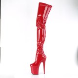 Vinyl crotch 20 cm FLAMINGO-4000 Rote overknee high heels stiefel