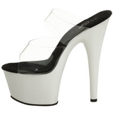 White Neon 18 cm ADORE-702UV Platform Mules Shoes