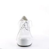 White PIMP-02 mens pimp shoes lace-up with goldfish aquarium heel